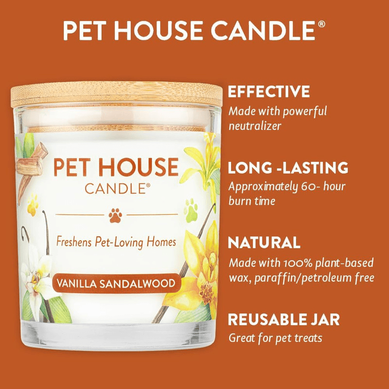 100% Plant-Based Wax Candle, Vanilla Sandalwood - 8.5 oz - J & J Pet Club - Pet House