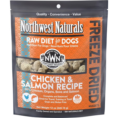 Nourriture pour chiens séchées - Régime cru - Poulet et pépites de saumon - 12 oz