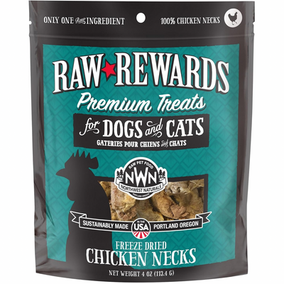 Freeze Dried Treat for Dogs & Cats - RAW REWARDS - Whole Chicken Necks - 4 oz