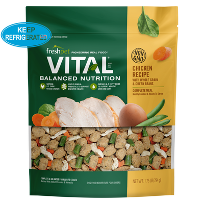 Cooked Dog Food - VITAL - Balanced Nutrition Chicken Recipe with Whole Grain & Green Beans - 1.75 lb