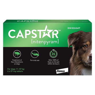 CAPSTAR Fast Acting Oral Flea Treatment For Dogs 11-57 kg, 6×57mg tablets