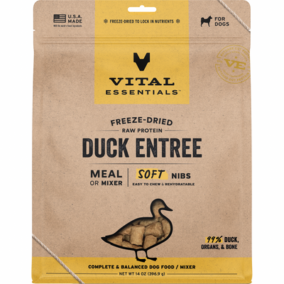 Freeze Dried Dog Food - Duck Entree - Soft Nibs - 14 oz