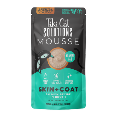 Wet Cat Food - SOLUTIONS MOUSSE - Skin + Coat - Salmon Recipe in Broth - Adult