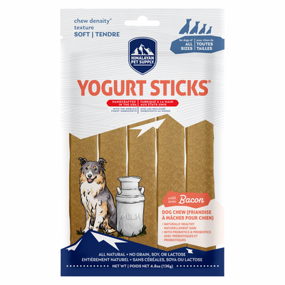 Dog Chewing Treat - YOGURT STICKS - Bacon with Prebiotics & Probiotics