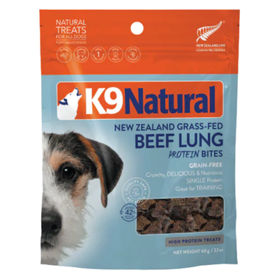 Traitement pour chien lyophilisé - Bites de protéines - poumon de bœuf - 2,1 oz