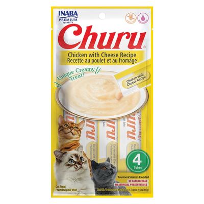 Treat pour chat crémeux - Churu - poulet avec recette de fromage - tube de 0,5 oz, 4 ct