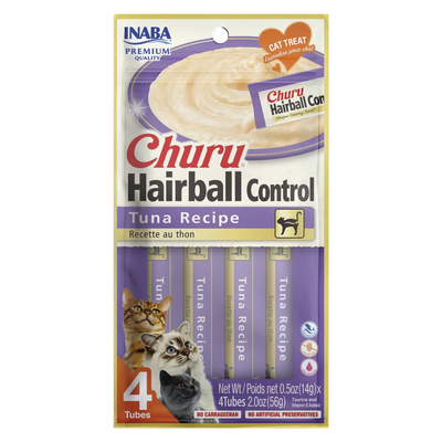 Treat de chat crémeux - Churu Hairball Control - Recette de thon - Tube de 0,5 oz, 4 ct