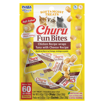 Soft & Moist Cat Treat - CHURU FUN BITES - Chicken Recipe wraps Tuna with Cheese Recipe