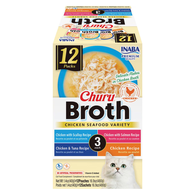Side Dish Cat Treat - CHURU Broth - Chicken & Seafood Variety