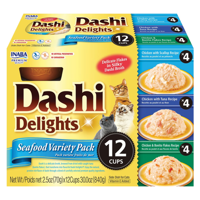 Side Dish Cat Treat - DASHI DELIGHTS - 12 ct Seafood Variety Pack