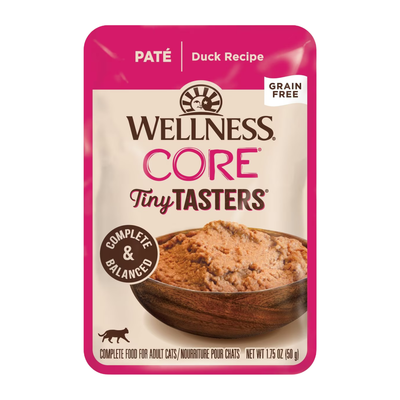 Nourriture pour chats humides - Core Tiny Tasters - Pate lisse - Recette de canard - 1,75 oz Pouche