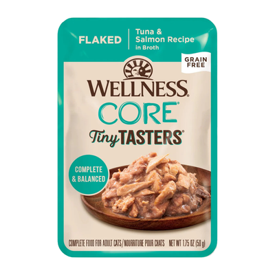 Wet Cat Food - CORE Tiny Tasters - Flaked - Tuna & Salmon Recipe in Broth - Adult
