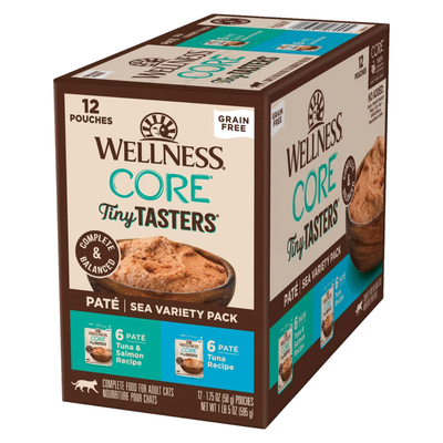 Nourriture pour chats humides - Core Tiny Tasters - Pate lisse - Pack de variétés de mer - 1,75 oz pochette, cas de 12