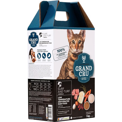 Alimentation déshydratée de chats crus - Grand Cru - Formule de surf et de gazon