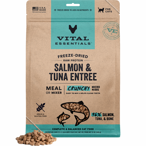 Freeze Dried Cat Food - Crunchy Micro Nibs - Salmon & Tuna