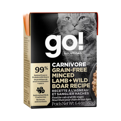 Wet Cat Food - CARNIVORE - Grain Free Minced Lamb + Wild Boar Recipe