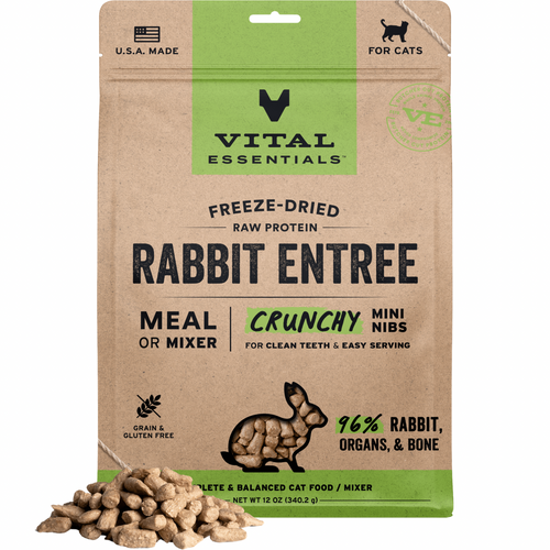 Freeze Dried Cat Food - Crunchy Mini Nibs - Rabbit