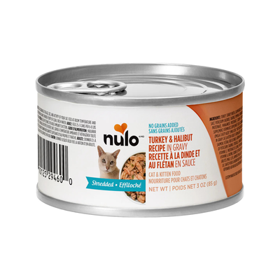 Canned Cat Food - Shredded Turkey & Halibut Recipe in Gravy