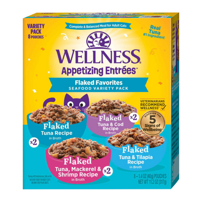 Wet Cat Food - Appetizing Entrées - Flaked Favorites, Seafood Variety Pack - Adult