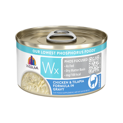 Nourriture pour chats en conserve - Formule WX Phos Focus - Formule de poulet et de tilapia en sauce - 3 oz