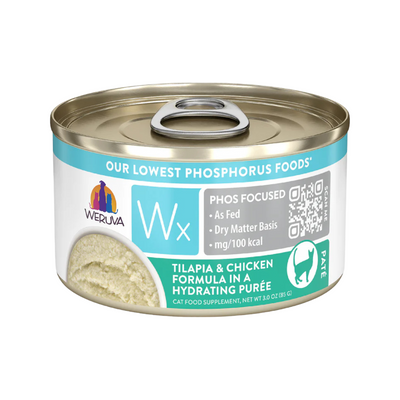Nourriture pour chats en conserve - Formule WX Phos Focus - Tilapia et poulet dans une purée hydratante - 3 oz