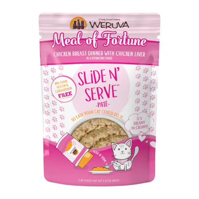 Chat Pouch - Diapositive N 'Servir - Repas de fortune - Dîner de poitrine de poulet avec pépins de poulet Paté - 2,8 oz