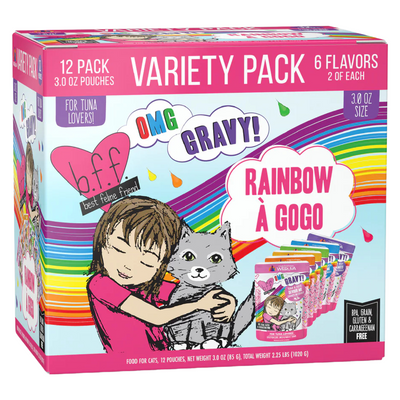 Pochette de chat - BFF OMG - Rainbow Á Gogo - Pack de variété - 12 x 3 oz