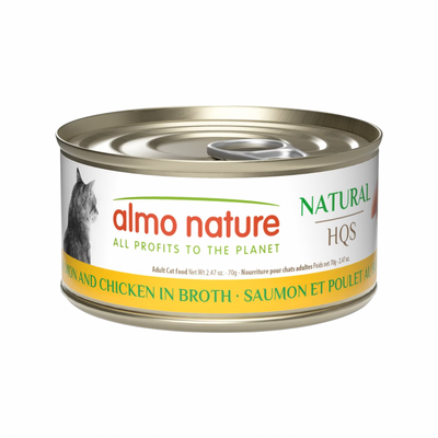 Canned Cat Treat - Natural HQS - Salmon & Chicken in Broth - Adult