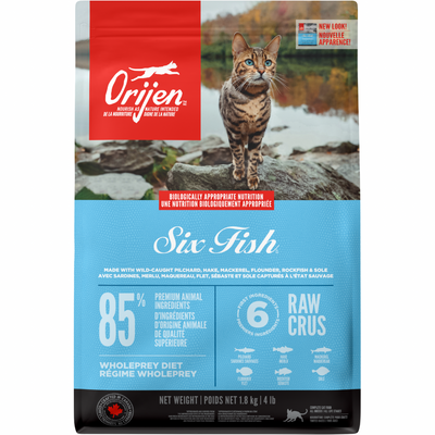 Nourriture chat sec - six poissons