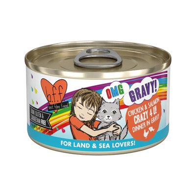 Nourriture pour chats en conserve - BFF OMG - Crazy 4 U! - Dîner de poulet et de saumon à la sauce