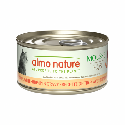 Canned Cat Food - Mousse HQS - Tuna Recipe with Shrimp in Gravy - Adult
