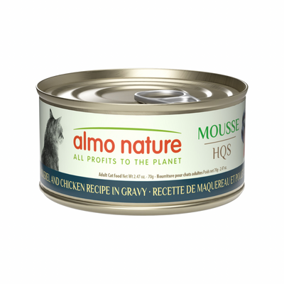 Canned Cat Food - Mousse HQS - Mackerel & Chicken Recipe in Gravy - Adult