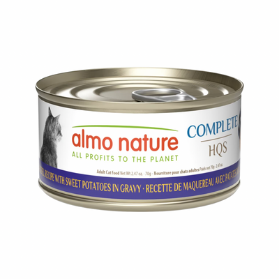 Canned Cat Food - Complete HQS - Mackerel Recipe with Sweet Potatoes in Gravy - Adult