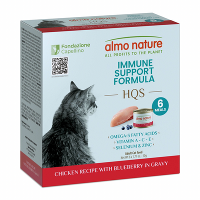 Canned Cat Food - Supportive Formulas HQS - Immune Support Formula - Chicken Recipe with Blueberry in Gravy - Adult