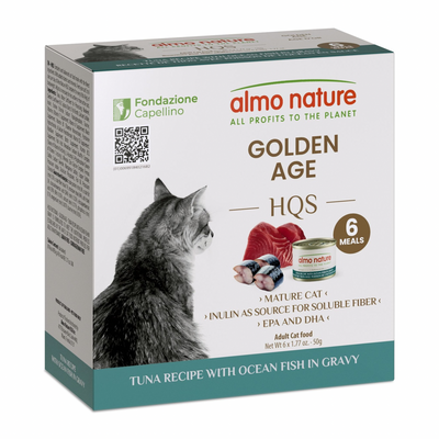 Canned Cat Food - Supportive Formulas HQS - Golden Age - Tuna Recipe with Ocean Fish in Gravy - Adult