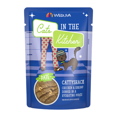 Chat Pouch - Chats dans la cuisine (Sns Paté) - Cattypack - Poulet & Crevettes Dîner - 3 oz