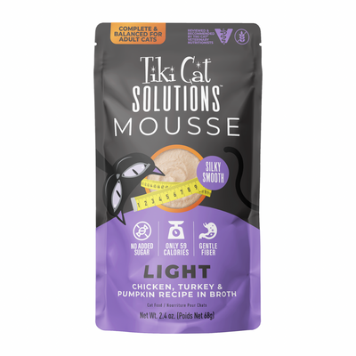 Wet Cat Food - SOLUTIONS MOUSSE - Light - Chicken, Turkey & Pumpkin Recipe in Broth - Adult