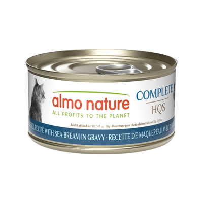 Canned Cat Food - Complete HQS - Mackerel Recipe with Sea Bream in Gravy - Adult