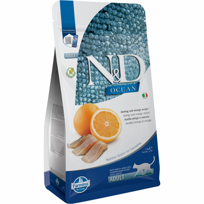 猫干粮 - N & D - 海洋 - 鲱鱼 & 橙子 - 成年猫