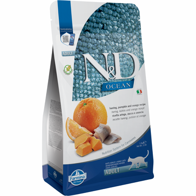 Dry Cat Food - N & D - OCEAN - Herring, Pumpkin & Orange - Adult