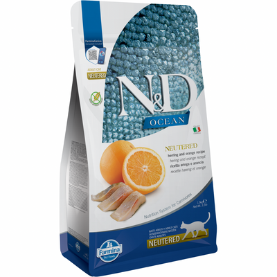Dry Cat Food - N & D - OCEAN - Herring & Orange - Neutered