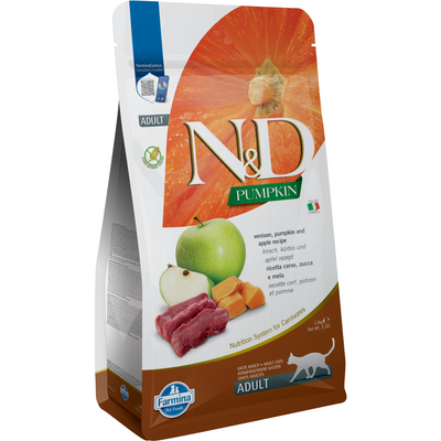 Alimentation sèche pour chats - N&D - Pumpkin - Venaison, citrouille et pomme - Adulte