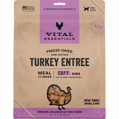 Freeze Dried Cat Food - Turkey Entree - Soft Nibs - 12 oz