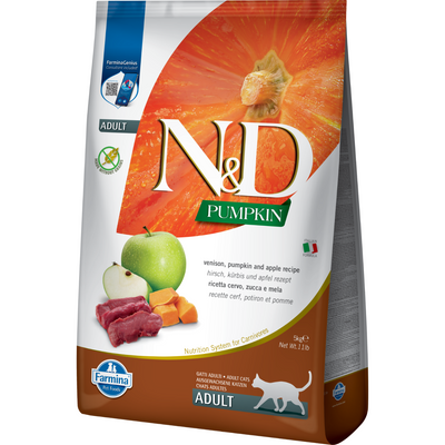 *Little Damaged* Dry Cat Food - N & D - PUMPKIN - Venison, Pumpkin & Apple - Adult - 11 Lb (Please Use By 2027-01-01) *Pickup Only*