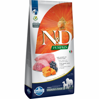 狗干粮 - N & D - 南瓜 - 羊肉 & 蓝莓 - 中大型成年犬 - 26.4磅