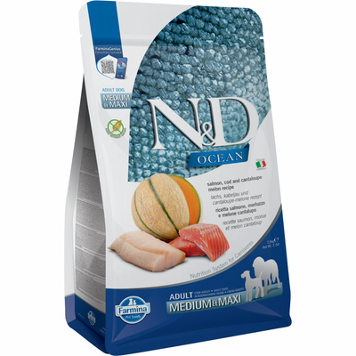 Dry Dog Food - N & D - OCEAN - Salmon, Cod & Cantaloupe Melon - Adult Medium & Maxi