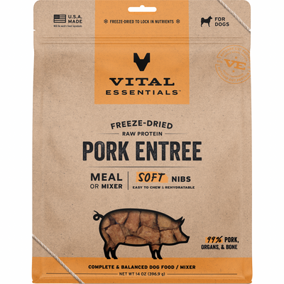 Freeze Dried Dog Food - Pork Entree - Soft Nibs - 14 oz