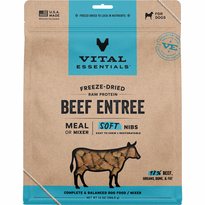 Freeze Dried Dog Food - Beef Entree - Soft Nibs - 14 oz