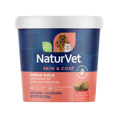 Dog & Cat Supplement, Omega-Gold Skin & Coat Soft Chews