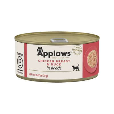 美味肉汤罐 - 猫咪零食罐 - 鸡胸肉鸭肉 - 2.47盎司